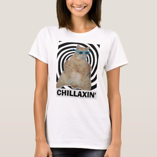 Camiseta Gato Gordo de ChilLAXIN com óculos de sol (Frente)
