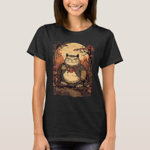 Camiseta Gato Gordo de Samurai Chonk Japonês Vintage