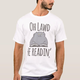 Camiseta Gato Gordo Engraçado Ele Lendo Design de Arte
