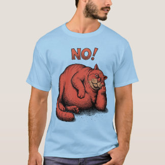 Camiseta Gato Gordo Engraçado "NÃO!" Anti-Social