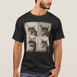 Camiseta Gato gordo no estilo máquina de foto vintage, gato