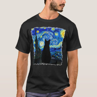 Camiseta Gato gostando de uma Noite Estrelada!