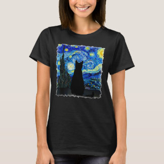 Camiseta Gato gostando de uma Noite Estrelada!
