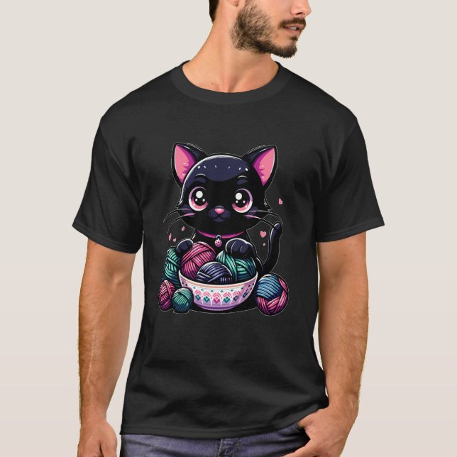 Camiseta Gato Gótico Comendo Macarrão Ramen Comida Japonesa (Frente)