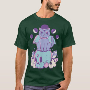 Camiseta Gato gótico de Pastel no esqueleto do crânio