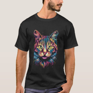 Camiseta Gato Gráfico Arco-Íris Colorido - Gato Galáxia - M