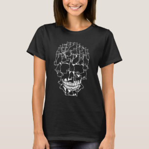 Camiseta Gato Gráfico Caveira de Halloween