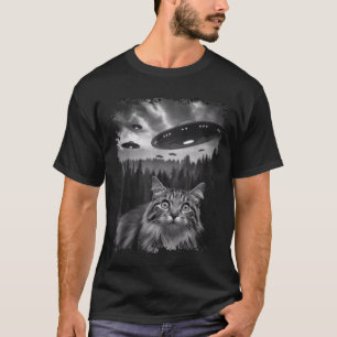 Camiseta Gato Gráfico Engraçado Selfie Com Pé Grande