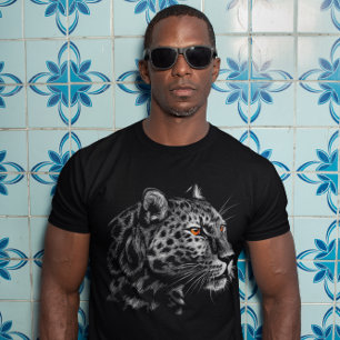 Camiseta Gato Grande de Animais Gráficos de Cabeça Leopardo