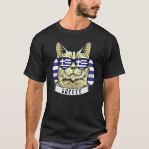 Camiseta Gato Grego Patriótico Raízes Gregas Ancestrais de