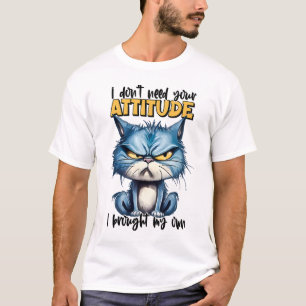 Camiseta Gato Grumpy Attituto Funny Animal Sarcastic Cote