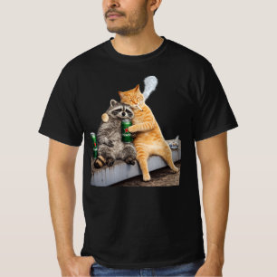 Camiseta Gato Guaxinim Fumando Cigarro   Bebida de Meme Vin
