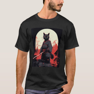 Camiseta Gato Guerreiro Japonês Ninja Mask Kitsune