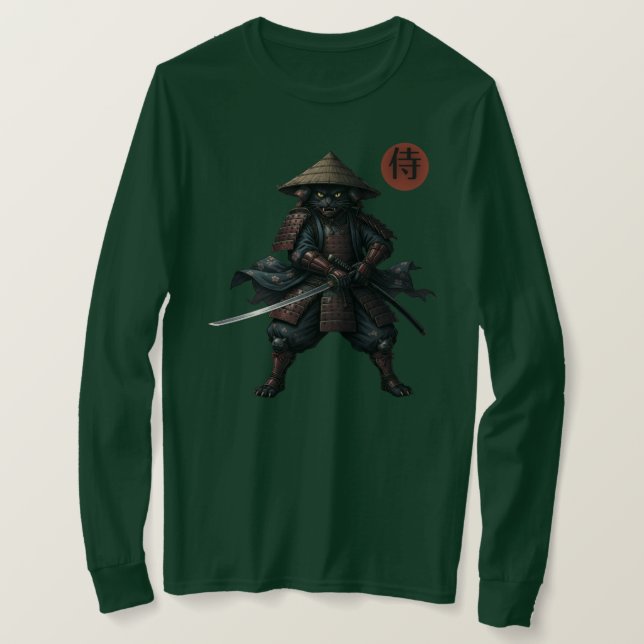 Camiseta Gato Guerreiro Samurai (Frente do Design)