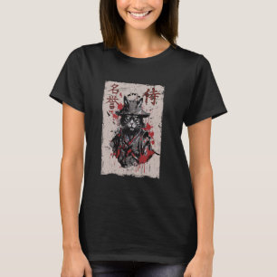 Camiseta Gato Guerreiro Samurai Gráfico, Gato de Arte Japon
