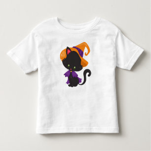 Camiseta Gato Halloween, Gato Bonito, Gato Negro, Chapéu de