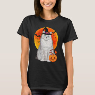 Camiseta Gato Halloween Ragdoll Jack O Lanterna Abóbora