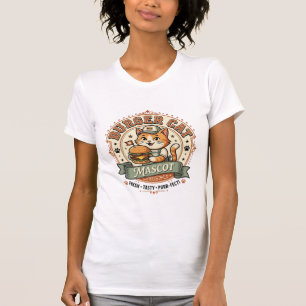 Camiseta Gato Hambúrguer Mascote Gato Fast Food Mascote Gat