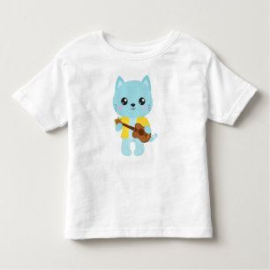 Camiseta Gato Havaí, Gato Gato Gato, Gato Azul, Violão, Lua