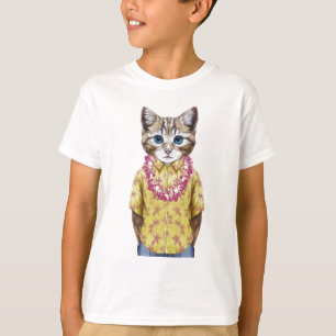 Camiseta Gato havaiano do gatinho