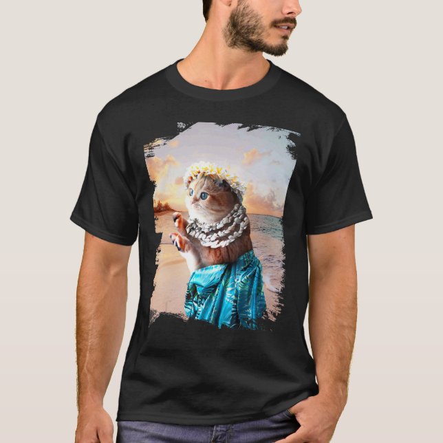 Camiseta Gato havaiano engraçado Aloha (Frente)