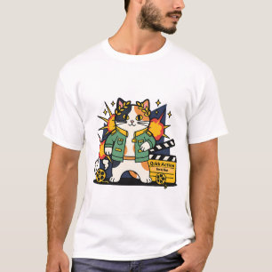Camiseta Gato Herói de Ação no Set de Filmagem