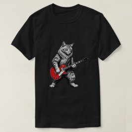 Camiseta Gato Herói de Guitarra Clássica de Rock para Homen