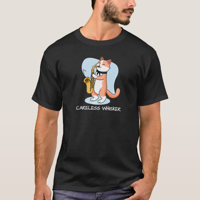 Camiseta Gato hilário toca saxofone (Frente)