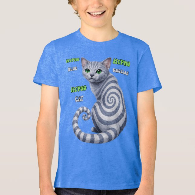 Camiseta Gato Hipno Azul Russo (Frente)
