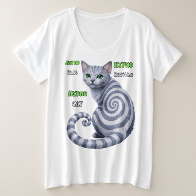 Camiseta Gato Hipno Azul Russo (Frente do Design)
