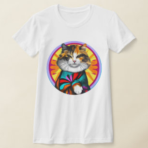 Camiseta Gato Hippie Engraçado