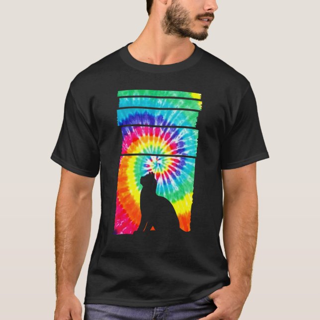 Camiseta Gato Hippie Tie Dye Gato (Frente)