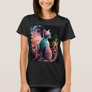 Camiseta Gato Holográfico Espectral: Um Prismo de Elegância