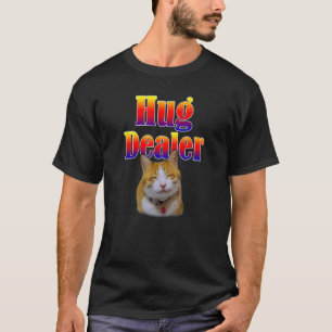 Camiseta Gato Humor Hug Dealer Gatinho bonito com sorriso