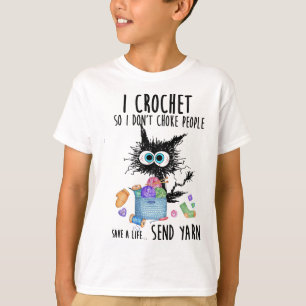 Camiseta Gato I Crochet Então eu não engasgo Pessoas salvam