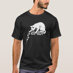 Camiseta Gato ICE Out Empurrando Cubos de Gelo Meme Manga L