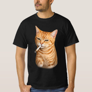Camiseta Gato Idiota Engraçado Meme Fumando Cigarro Gato Le