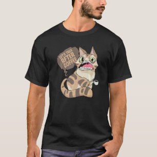 Camiseta Gato Ignorante Preguiçoso que Bebe Café