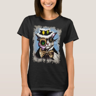 Camiseta Gato Illuminati Ciborgue Monocle Gato de Gato