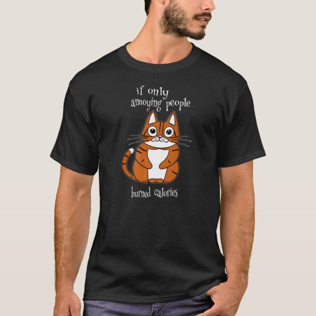 Camiseta Gato Ilustrado com Comentário Sarcástico sobre Die (Frente)