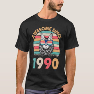 Camiseta Gato Incrível Desde 1990 Feliz Aniversário Para Mi