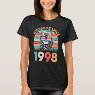 Camiseta Gato Incrível Desde 1998 Feliz Aniversário Para Mi