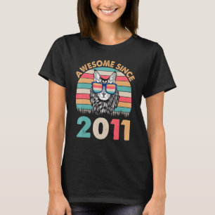 Camiseta Gato Incrível Desde 2011 Feliz Aniversário Para Mi