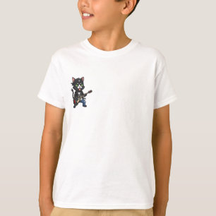 Camiseta Gato Infantil de Guitarra Elétrica Rock n Roll