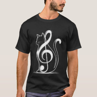 Camiseta Gato Inspirado em Nota Musical Minimalista Música