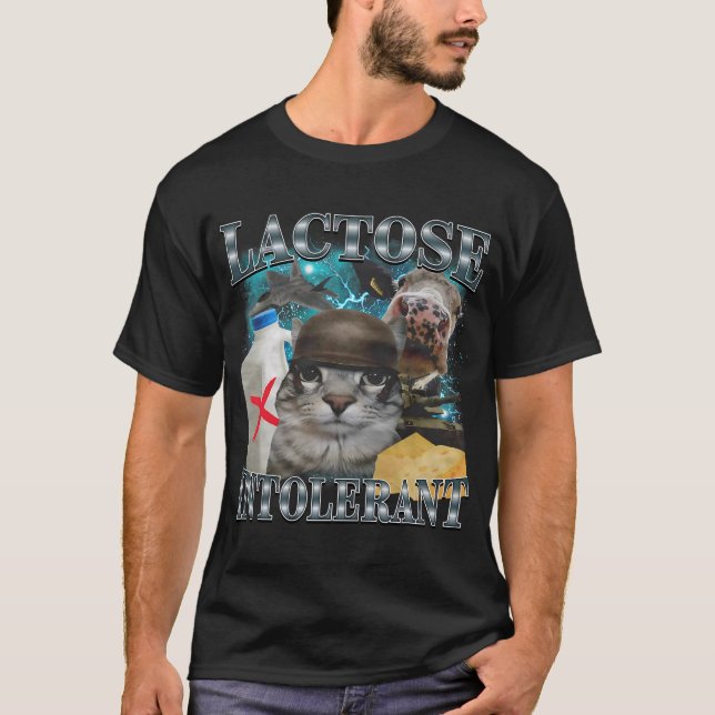 Camiseta Gato Intolerante à Lactose Meme (Frente)