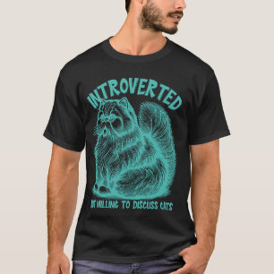 Camiseta Gato Introvertido Amante Engraçado Fofo Aqua Silen