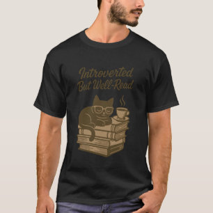 Camiseta Gato Introvertido Mas Bem Lido Café Livro Amante D