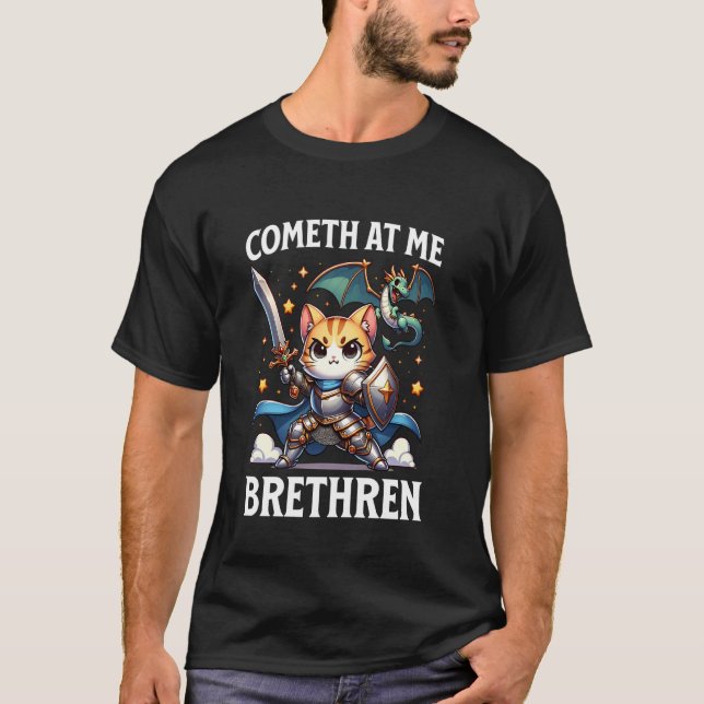 Camiseta Gato Irmãos Ren Faire Cometh Cavaleiro Medieval (Frente)