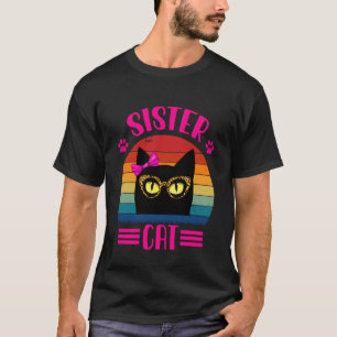 Camiseta Gato Irmãzinha Fofo e Divertido com Óculos de Leop